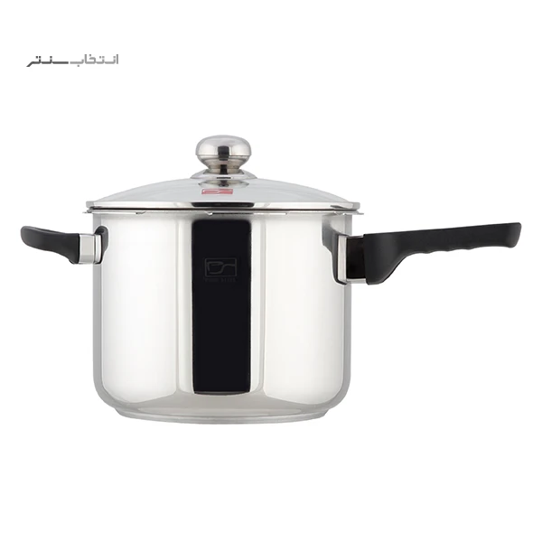 زودپز پارس استیل مدل کف سه لایه 6 لیتری با درب پیرکس و سبد بخارپز