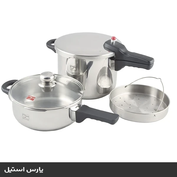 زودپز دوقلو پارس استیل مدل کف سه لایه 3 و 6 لیتری با درب پیرکس و سبد بخارپز 2025-05-26T11:50:03+00:00