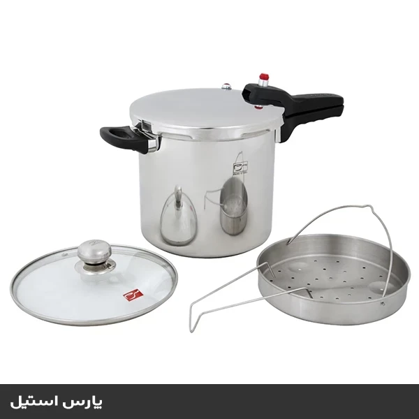 زودپز پارس استیل مدل کف سه لایه 7 لیتری با درب پیرکس و سبد بخارپز 2025-05-26T11:48:42+00:00