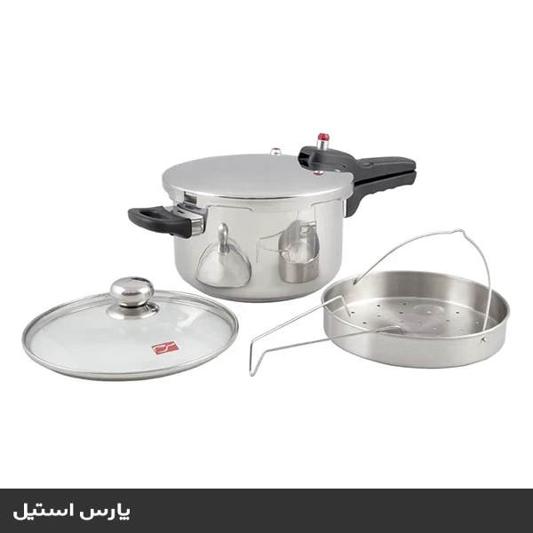 زودپز پارس استیل مدل کف سه لایه 4/5 لیتری با درب پیرکس و سبد بخارپز 2025-05-26T11:46:59+00:00