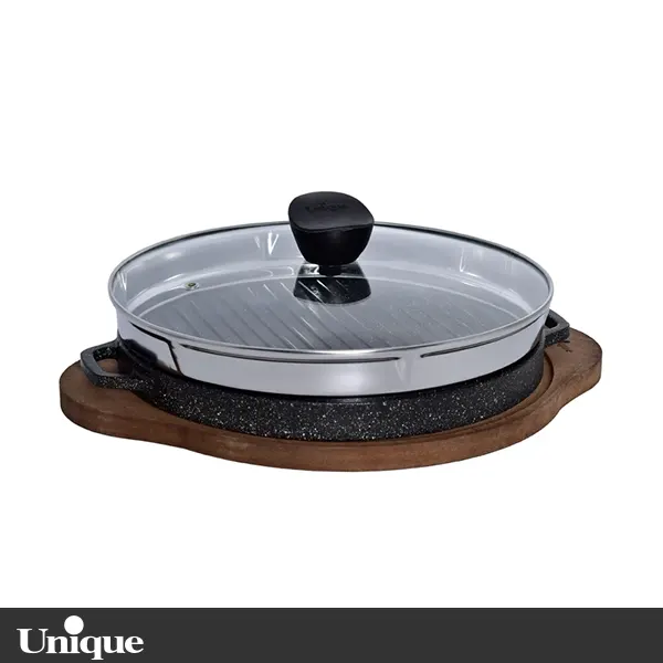 تابه گریل 30 سانتی یونیک مدل UN-6001 چدن گرد بزرگ با چوب 2025-08-30T07:57:54+00:00