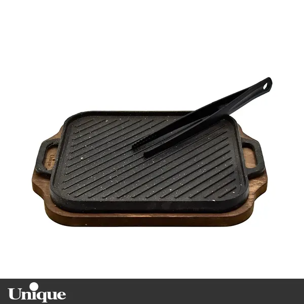تابه گریل یونیک مدل UN-6015 چدن مربع با چوب و انبر 2025-08-30T07:58:44+00:00