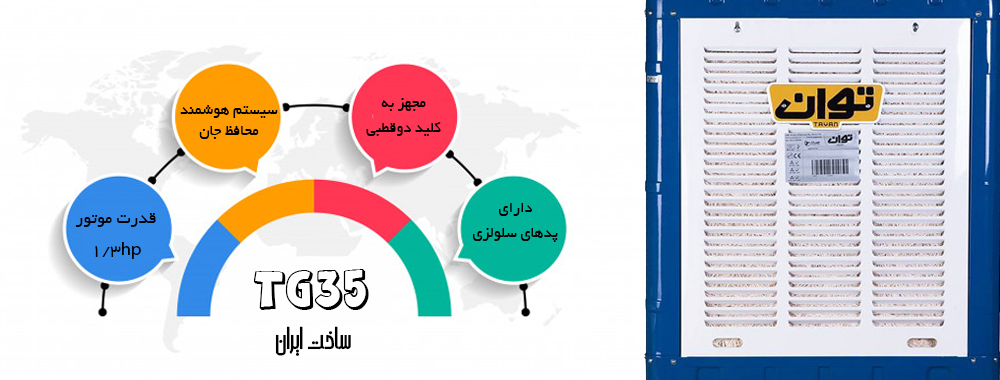 کولر آبی توان مدل TG35 - مشخصات محصول