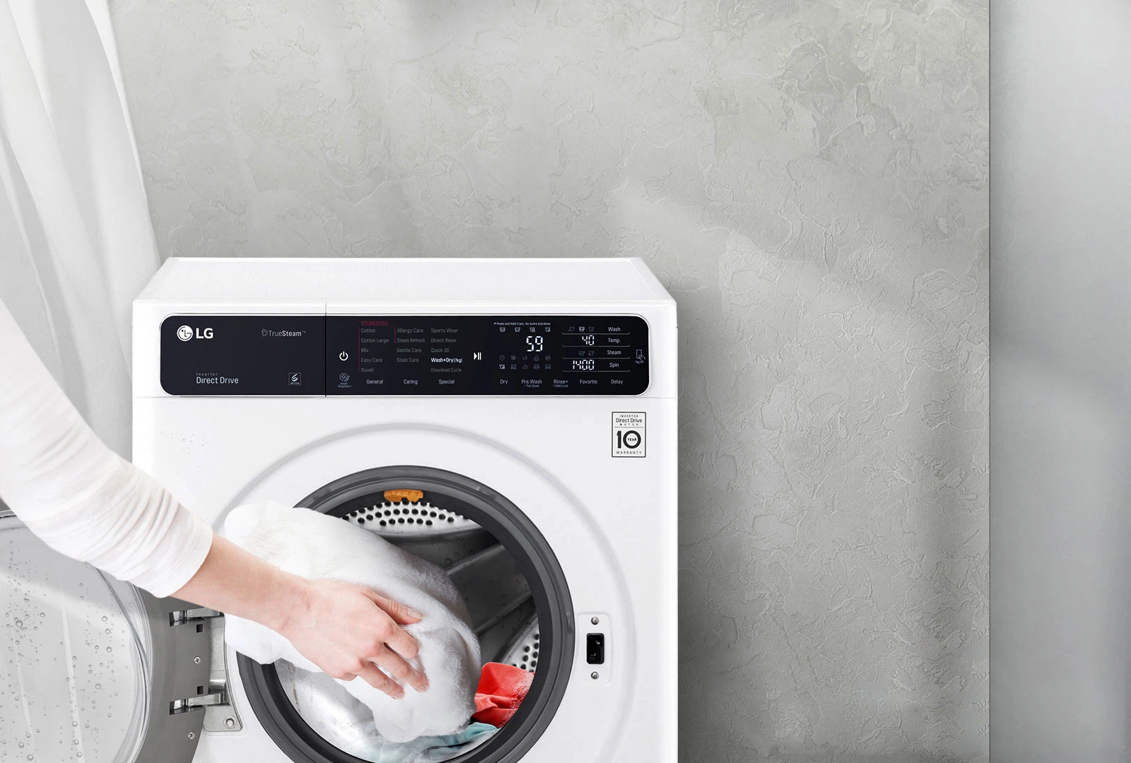 ماشین لباسشویی ال جی 10.5 کیلویی مدل WM-1050SW - سیستم add wash